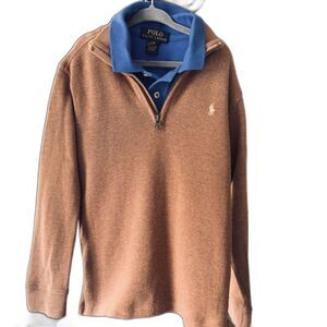 Polo Ralph Lauren 1/2 Zip Kids Sweater (Size 6) Brown Preppy Logo
